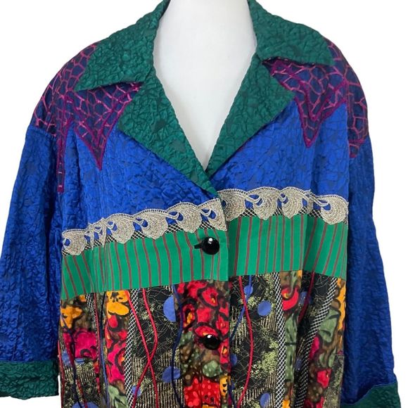 Koos Van Den Akker Couture Mix Art Print Patch Oversized Jacket Womens XXL - Picture 8 of 11